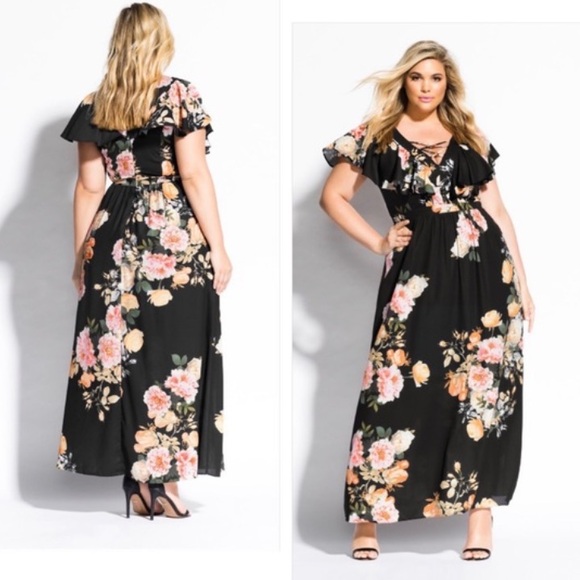 Tuscan Rose Floral Elegant Maxi Dress - Picture 2 of 2